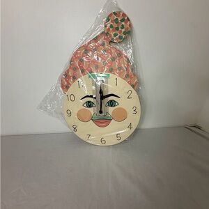 Clockit Folk Art Face Wall Clock – Big Kitty Design Studio – NEW NOS
